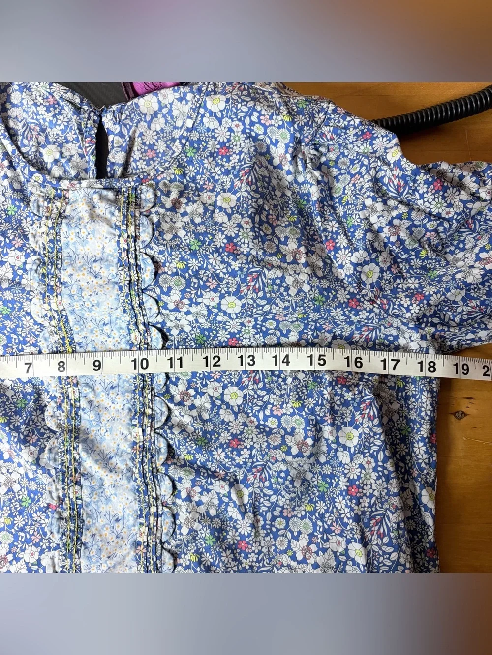 J CREW X LIBERTY Scalloped Cotton Poplin Shirt Women’s S‎ Blue Ditzy Floral Twee